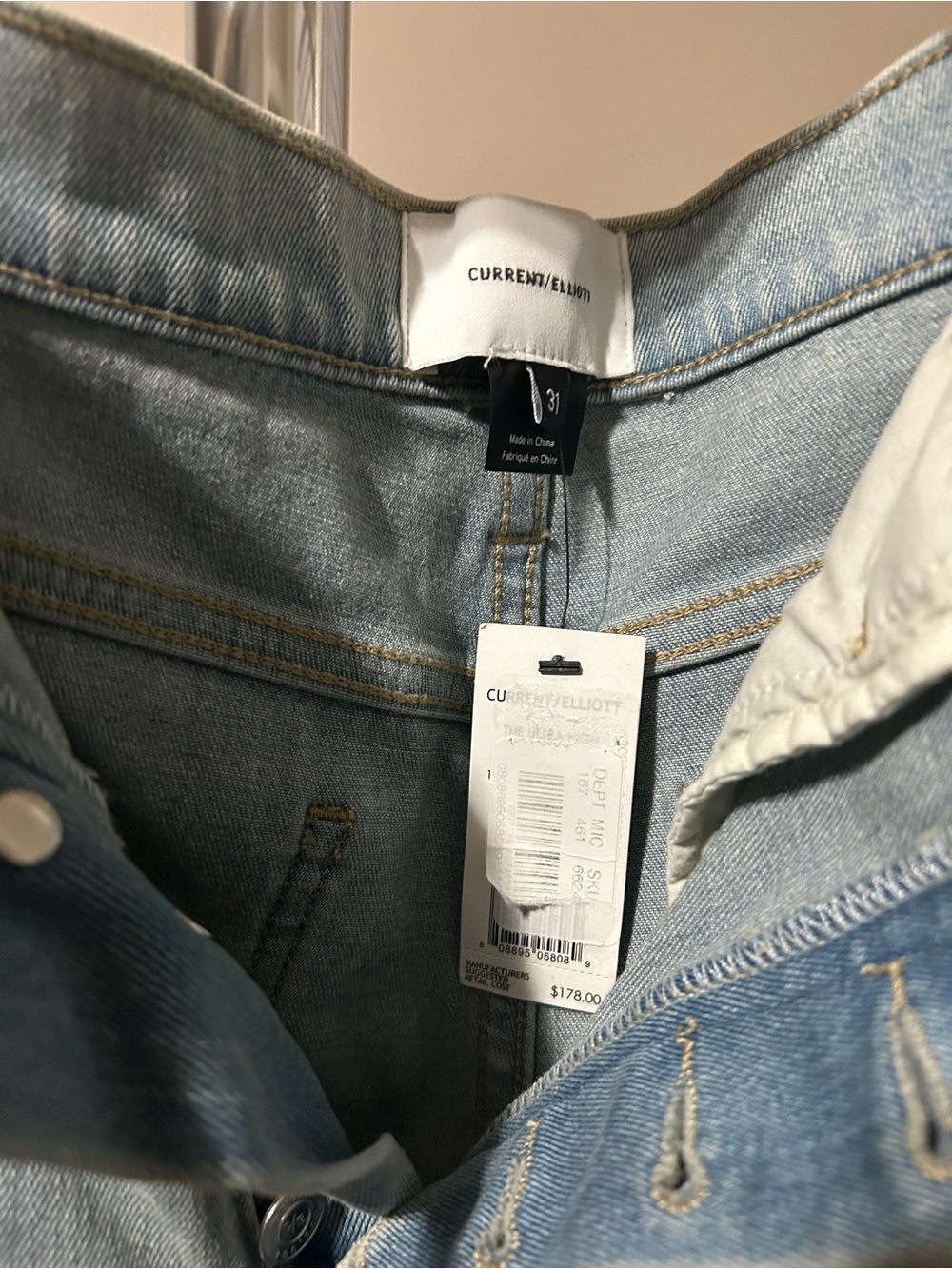 Current/Elliott Light Blue Denim Button-Fly Shorts - Picture 3 of 6